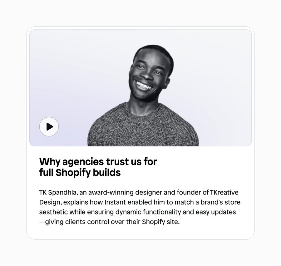 Instant
				card ui component