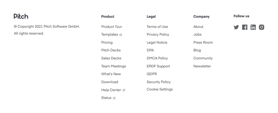 Pitch
				footer ui component