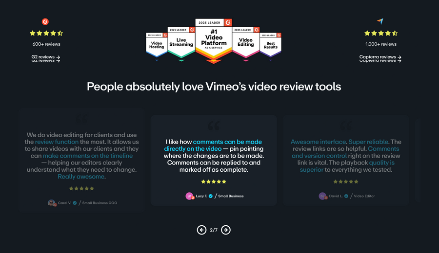 Vimeo
				social proof ui component