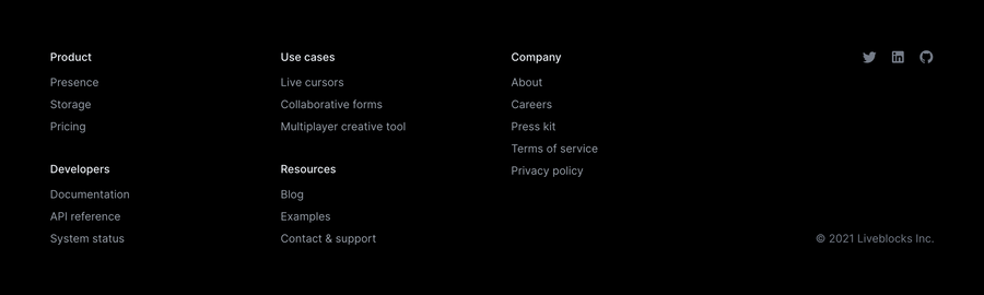 Liveblocks
				footer ui component