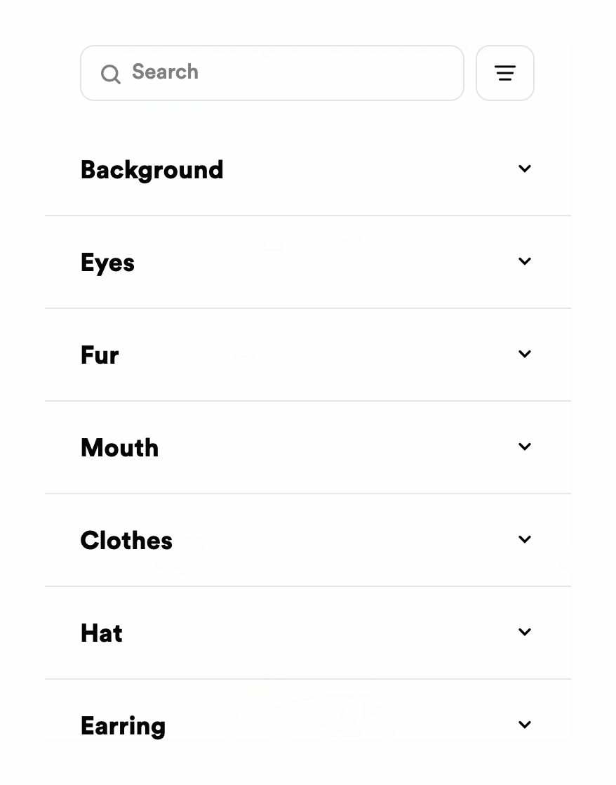Rarible
				sorting & filtering ui component