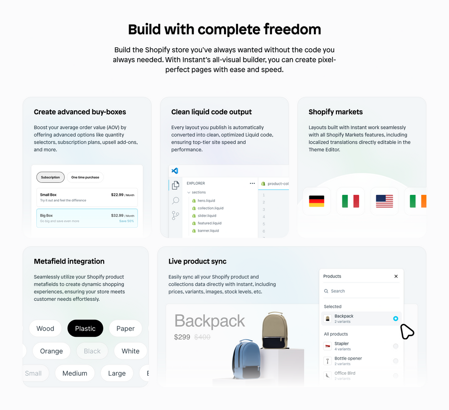Instant
				bento box ui component