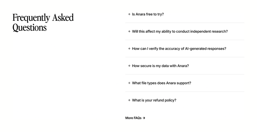 Anara
				faq ui component