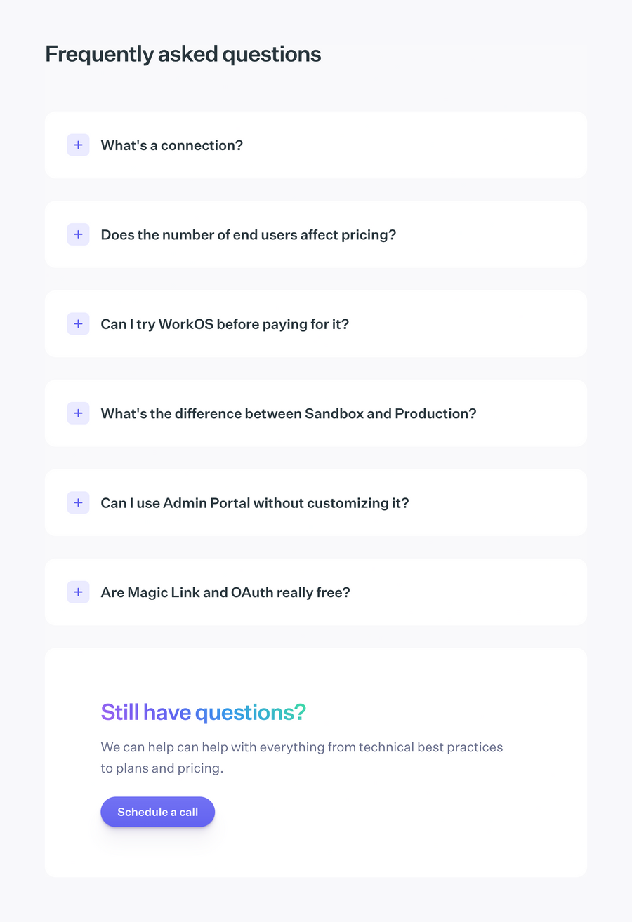 WorkOs
				faq ui component