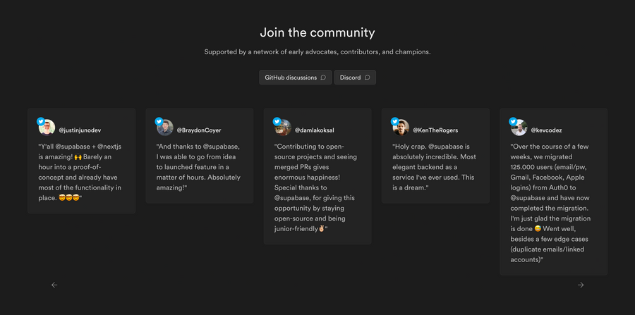 Supabase
				testimonial ui component