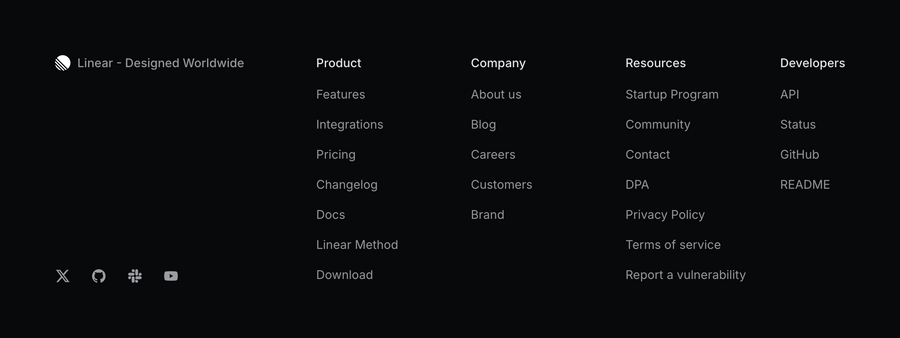 Linear
				footer ui component