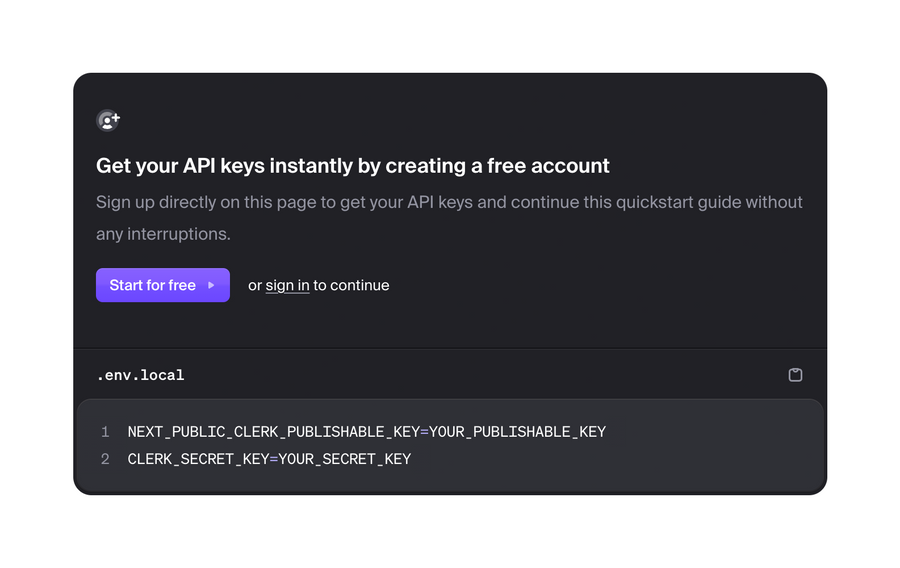 Clerk
				code block ui component