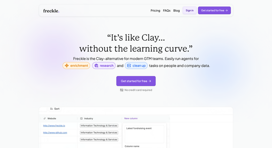 Freckle
				hero section ui component