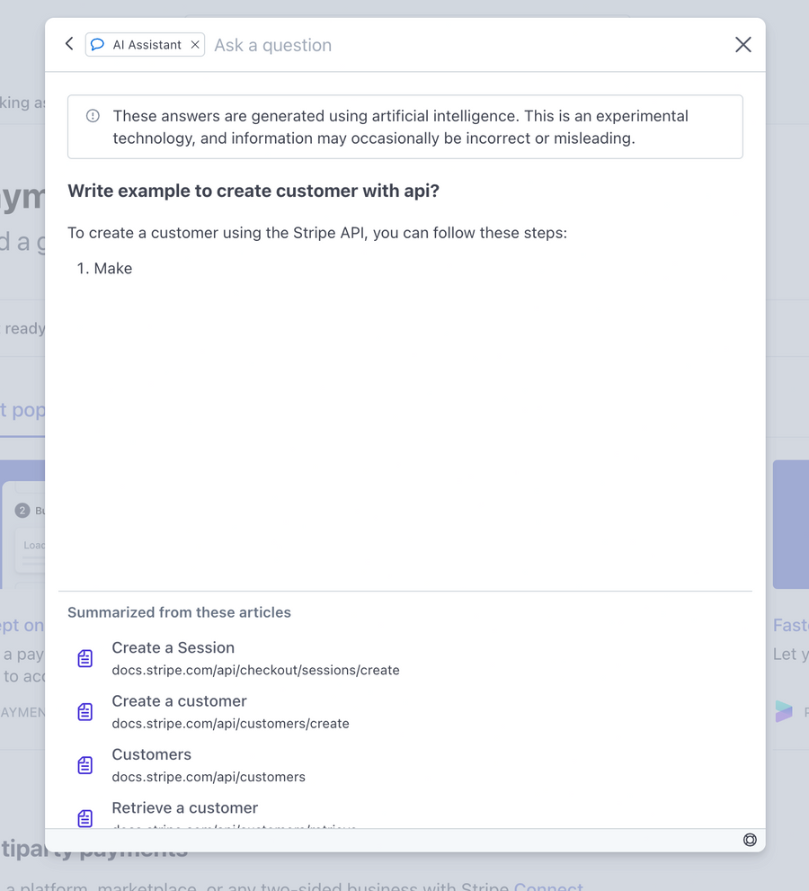 Stripe
				artificial intelligence ui component