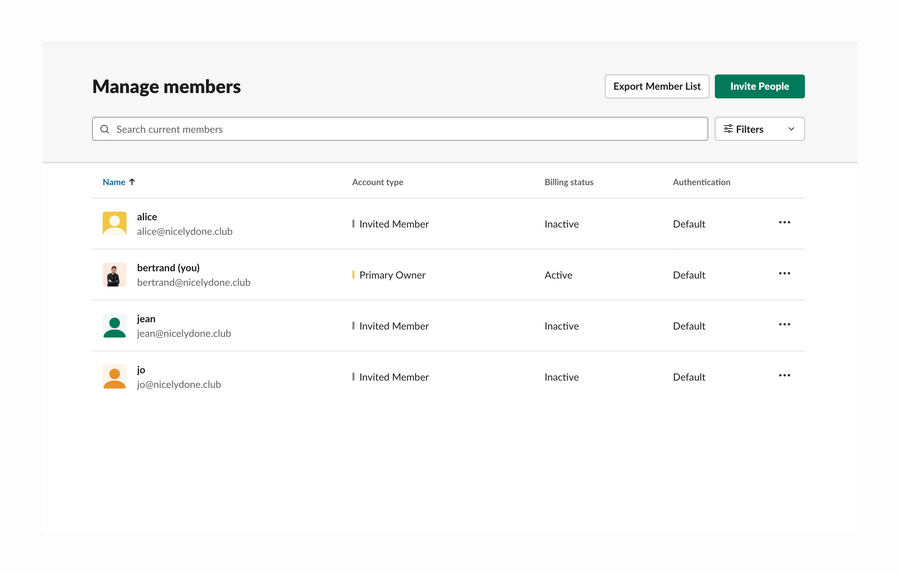 Slack
				table ui component