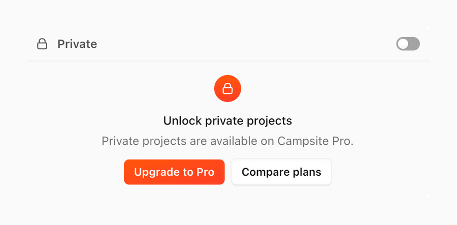Campsite
				upgrade your plan ui component