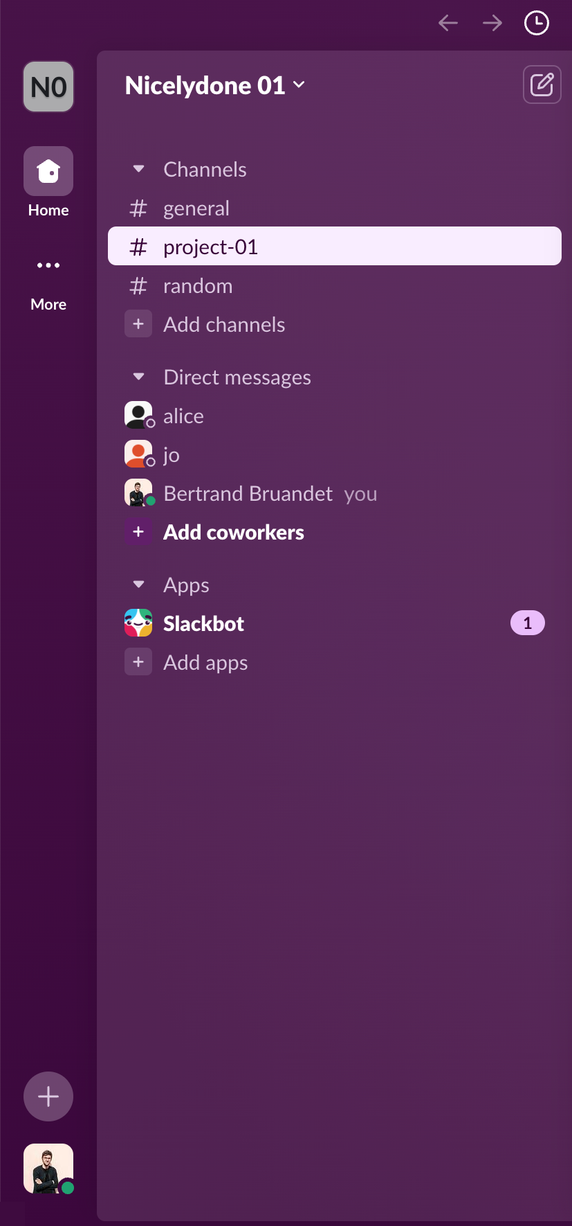 Slack
				vertical navigation ui component
