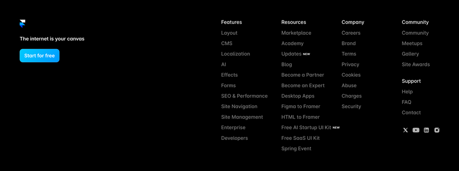 Framer
				footer ui component