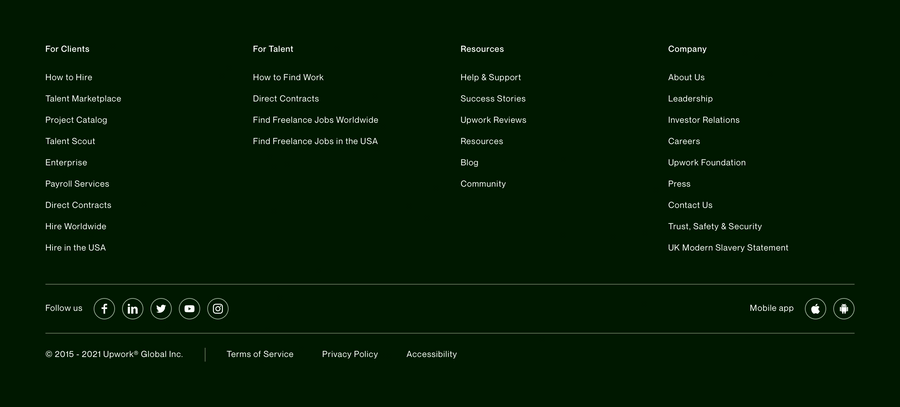 Upwork
				footer ui component
