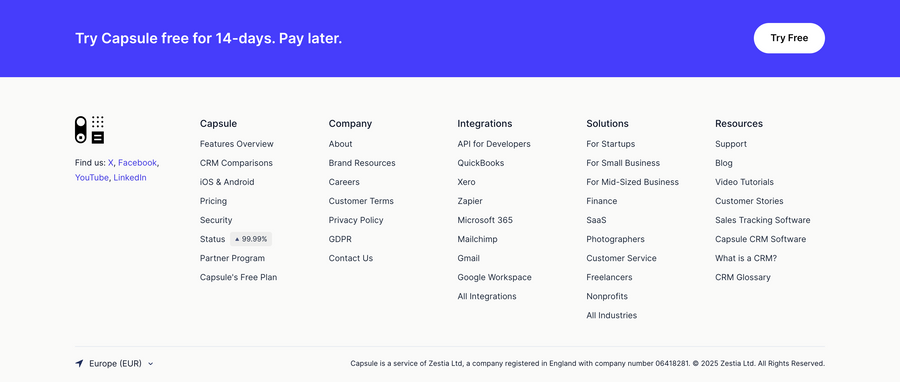 Capsule
				footer ui component
