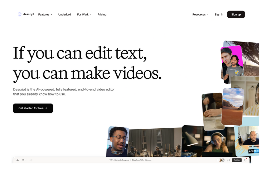 Descript
				hero section ui component