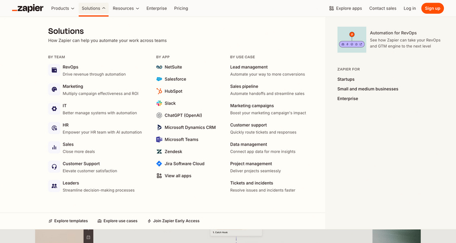 Zapier
				flyout menu ui component