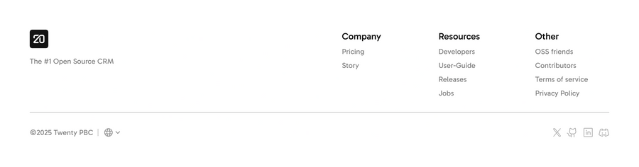 Twenty
				footer ui component