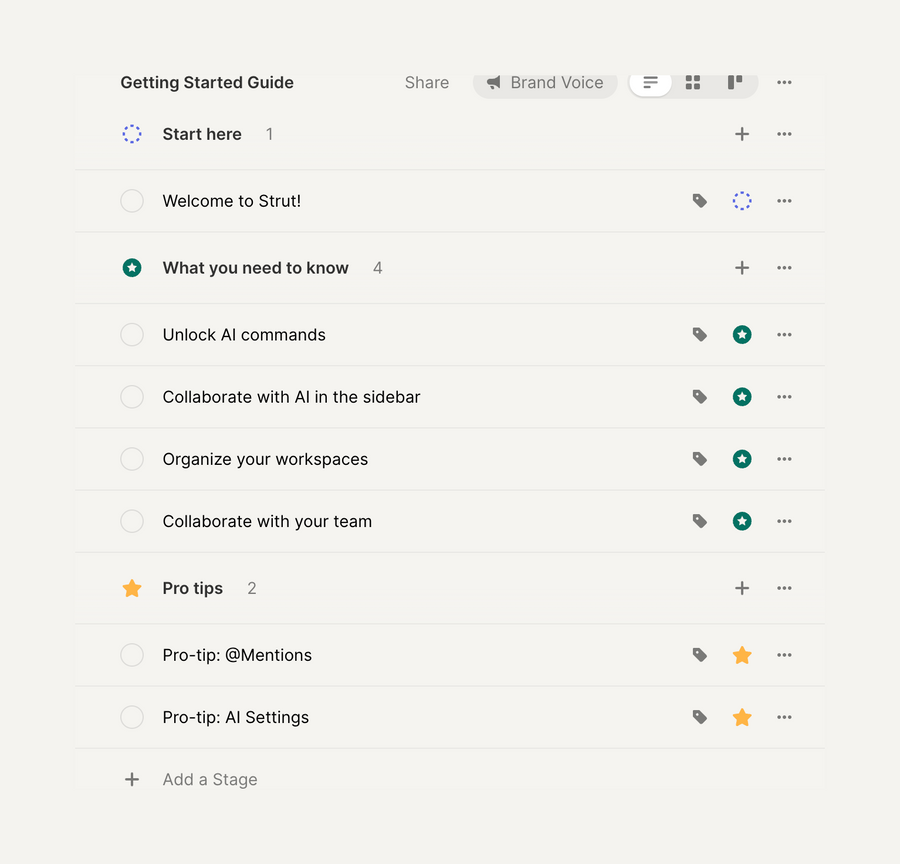 Strut
				vertical list ui component