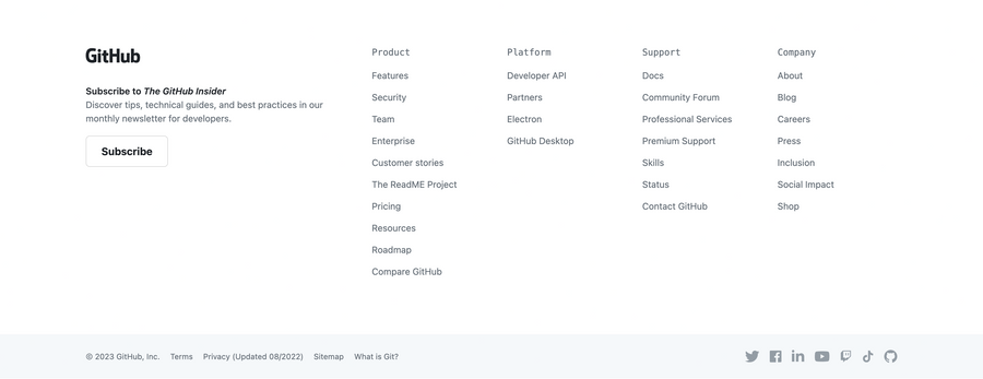 Github
				footer ui component