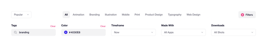 Dribbble
				sorting & filtering ui component