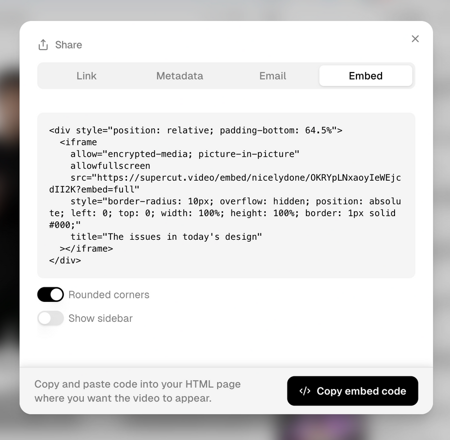 Supercut
				code block ui component