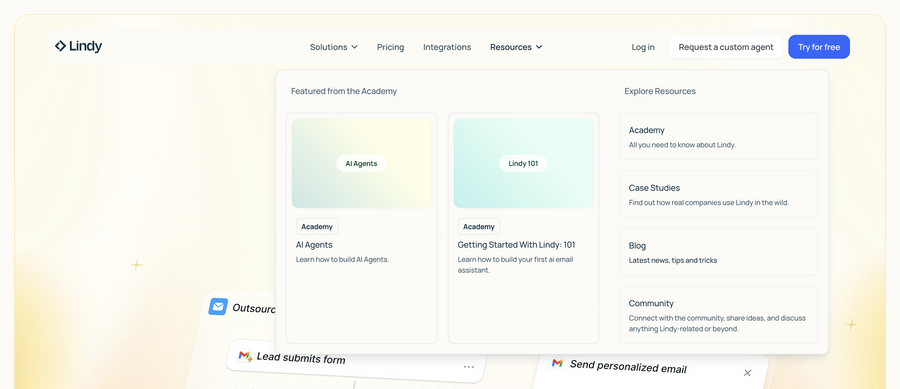 Lindy
				flyout menu ui component