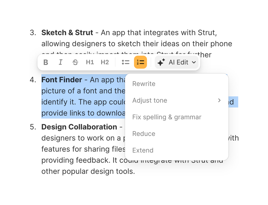 Strut
				rich text editor ui component