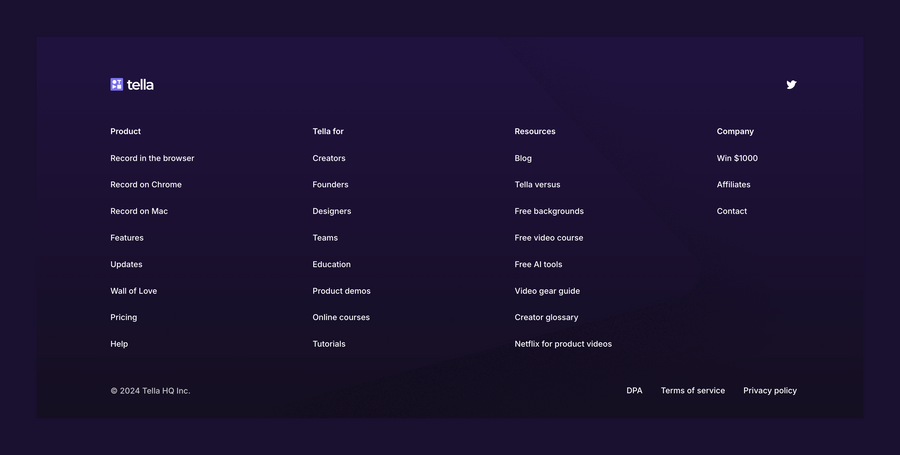 Tella
				footer ui component