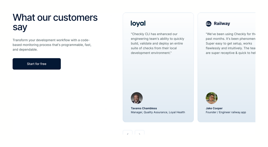 Checkly
				testimonial ui component
