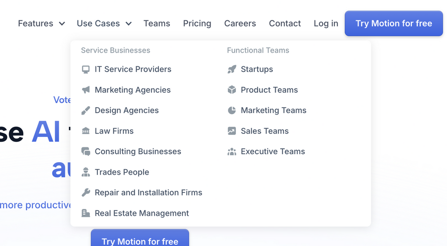 Motion
				flyout menu ui component