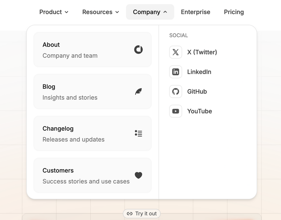 Dub
				flyout menu ui component