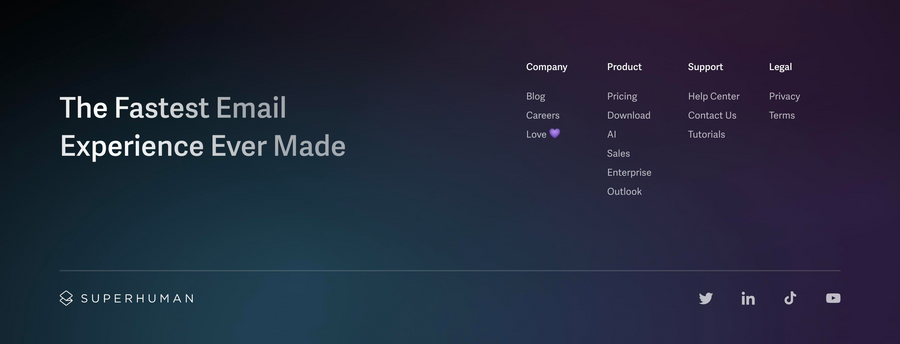 Superhuman
				footer ui component