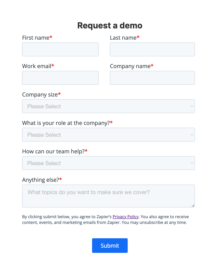 Zapier
				form element ui component