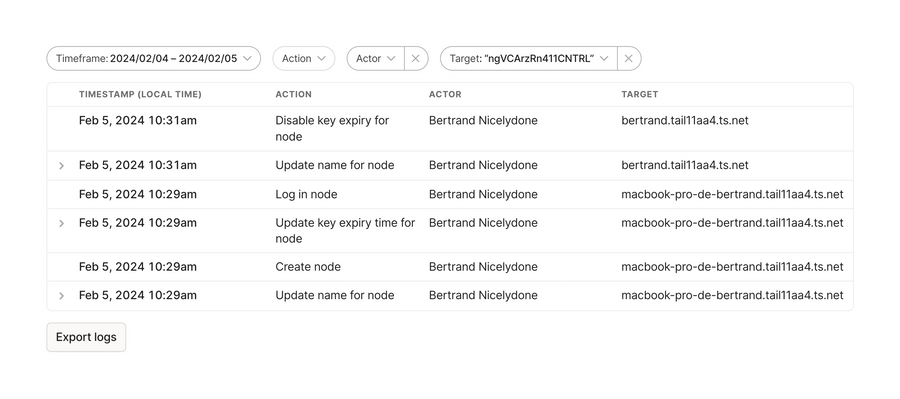 Tailscale
				table ui component