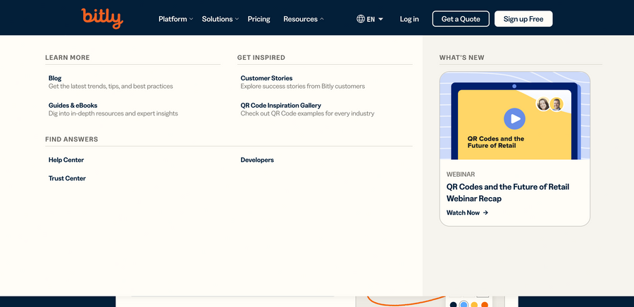 Bitly
				flyout menu ui component