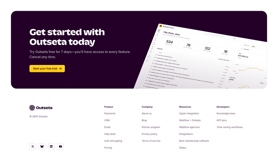 Outseta
				footer ui component