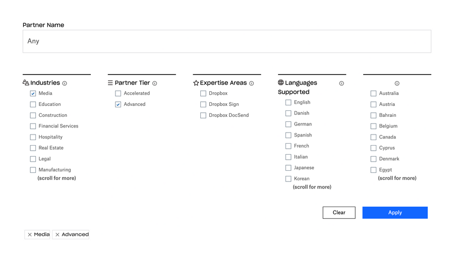 Dropbox
				sorting & filtering ui component