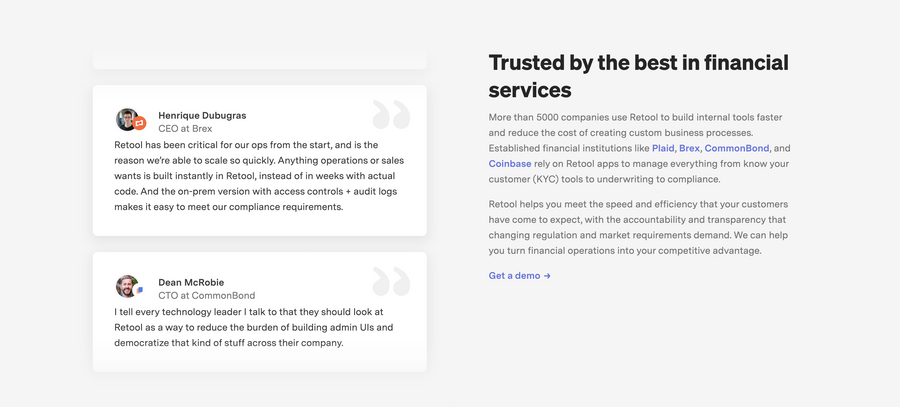 Retool
				testimonial ui component