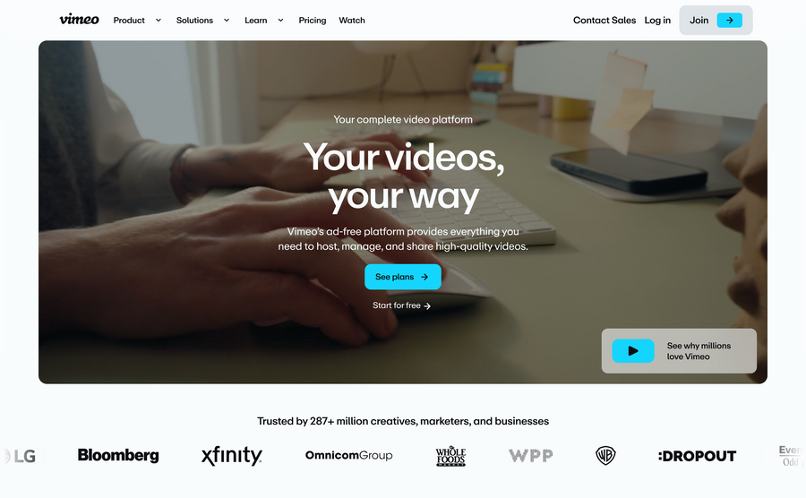 Vimeo
				hero section ui component