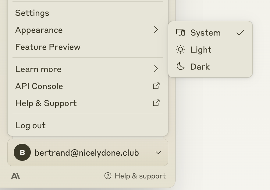 Claude
				theme settings ui component