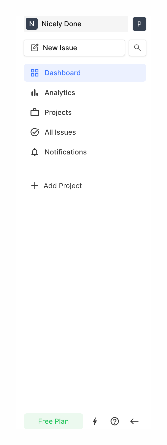 Plane
				vertical navigation ui component