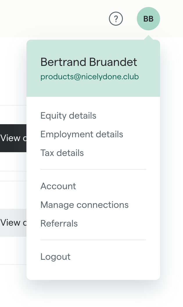 Secfi
				dropdown menu ui component