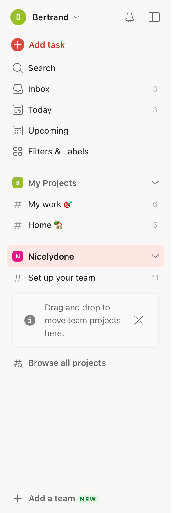 Todoist
				vertical navigation ui component