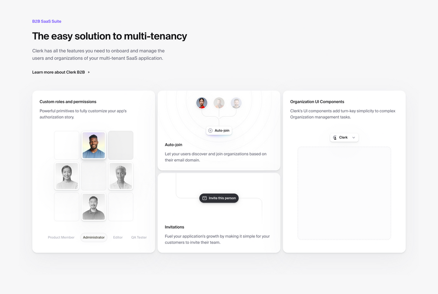 Clerk
				bento box ui component