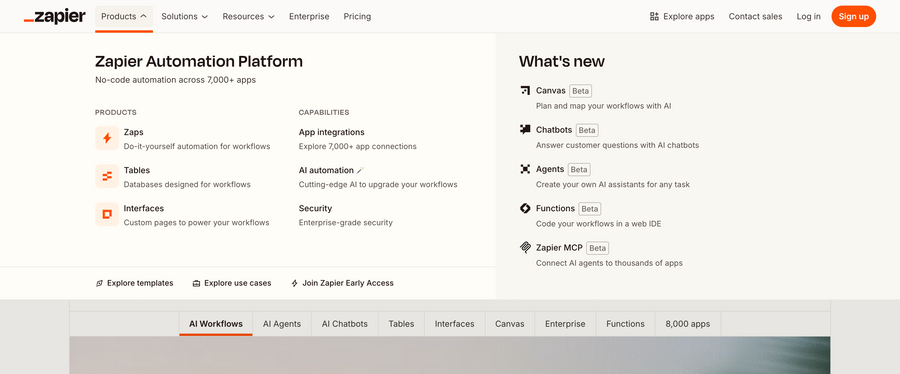 Zapier
				flyout menu ui component