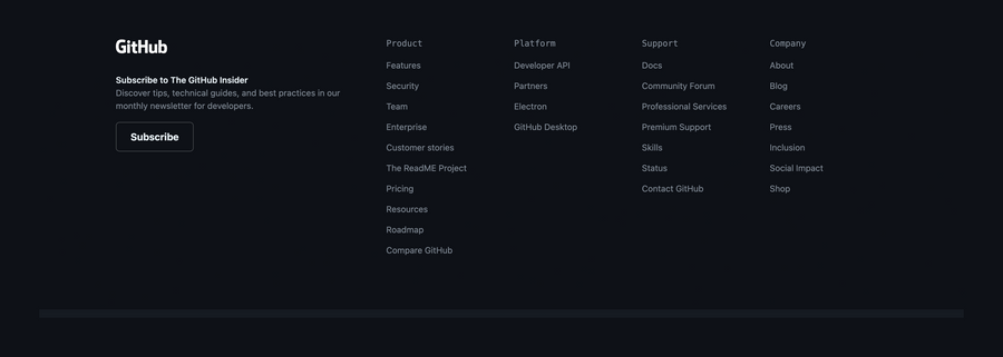 Github
				footer ui component