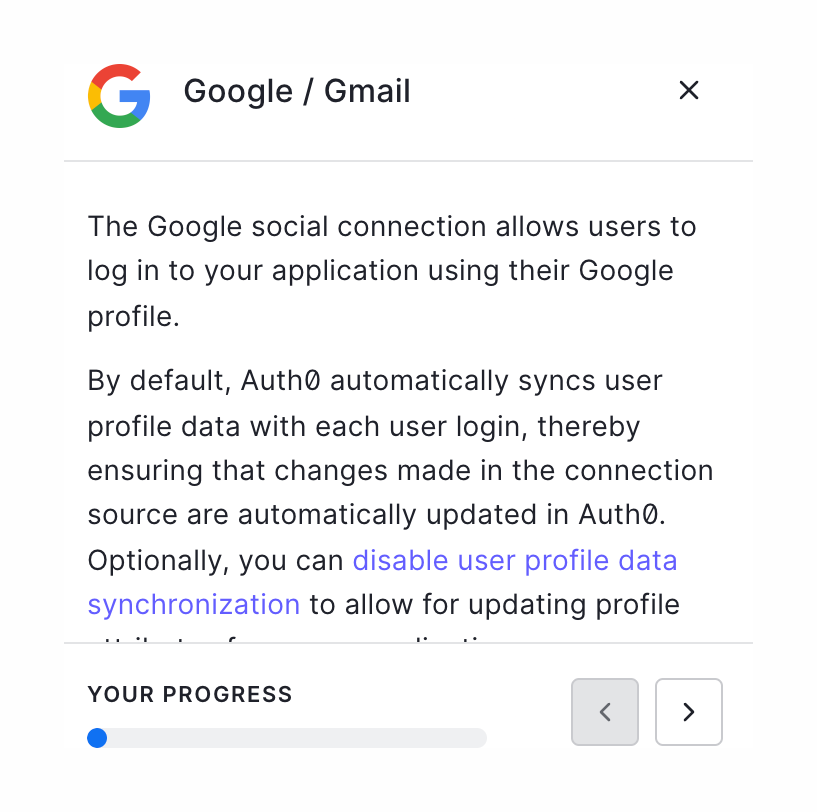 Auth0
				progress indicator ui component