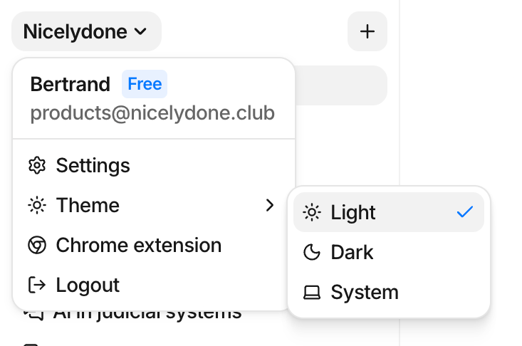 Anara
			user profile menu user settings ui component