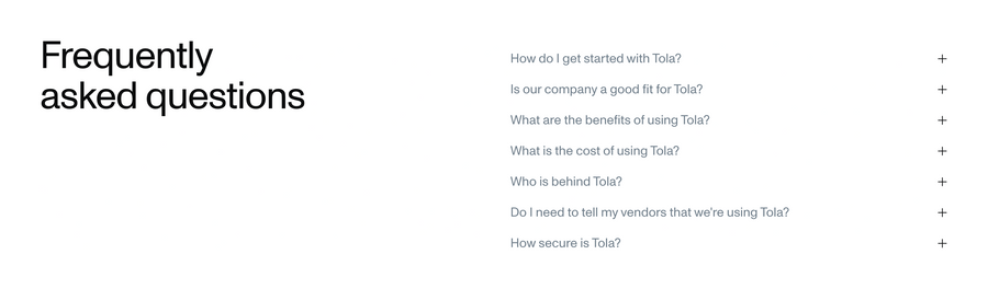 Tola
				faq ui component